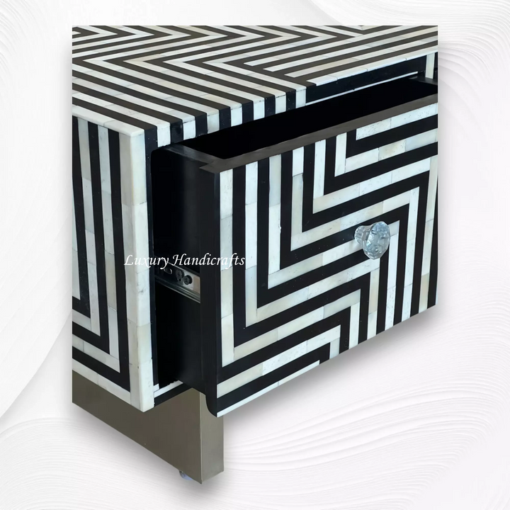 Stripe Bone Inlay Coffee Table Black