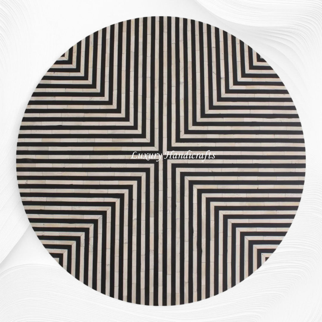 Stripe Bone Inlay Coffee Table Black Gold