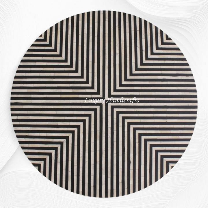 Stripe Bone Inlay Coffee Table Black Gold
