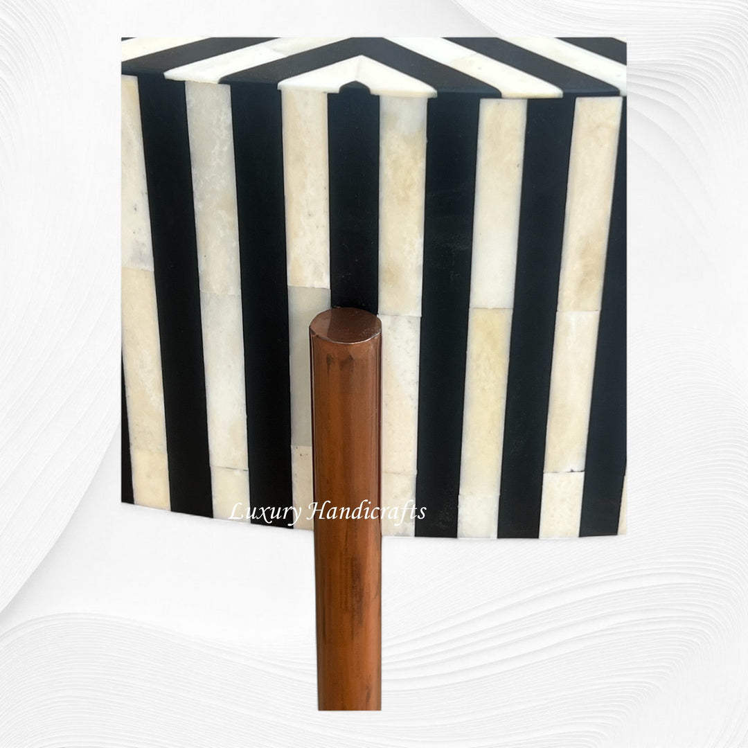Stripe Bone Inlay Coffee Table Black Gold