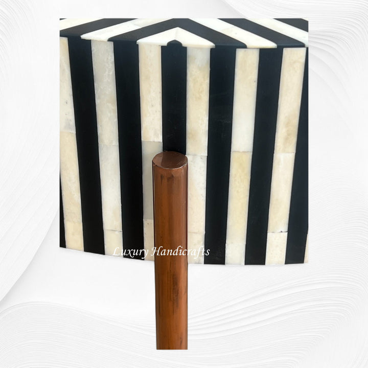 Stripe Bone Inlay Coffee Table Black Gold