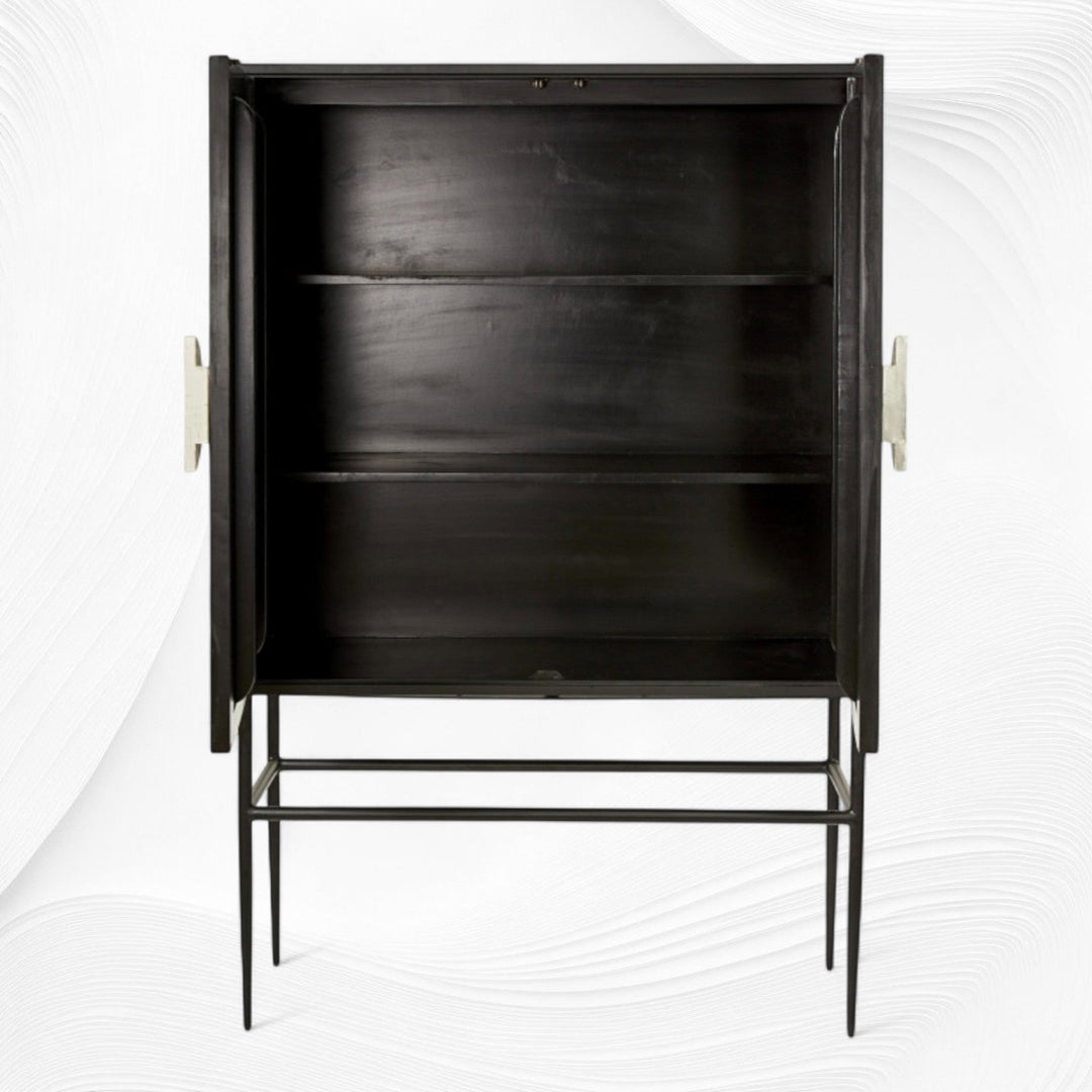 Tasma Arrow Bone Inlay Bar Cabinet Black
