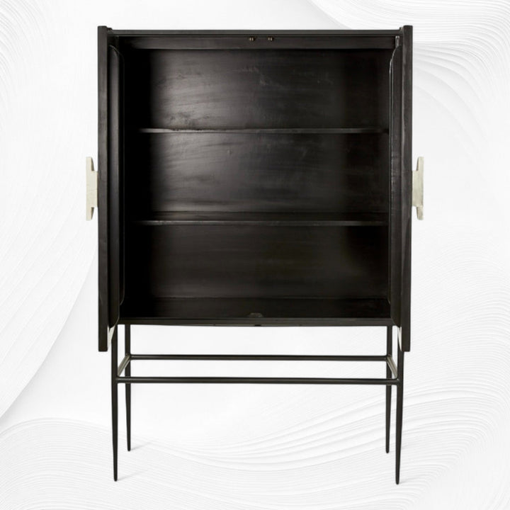 Tasma Arrow Bone Inlay Bar Cabinet Black