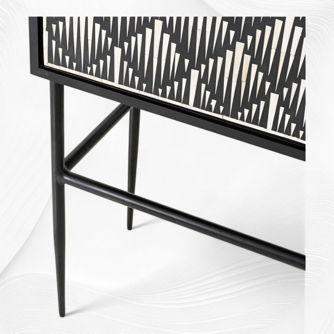 Tasma Arrow Bone Inlay Bar Cabinet Black