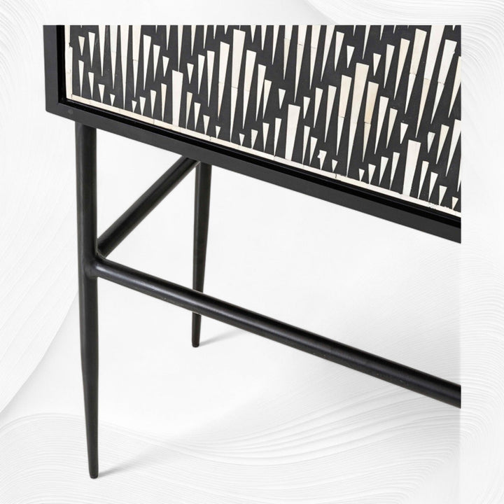 Tasma Arrow Bone Inlay Bar Cabinet Black