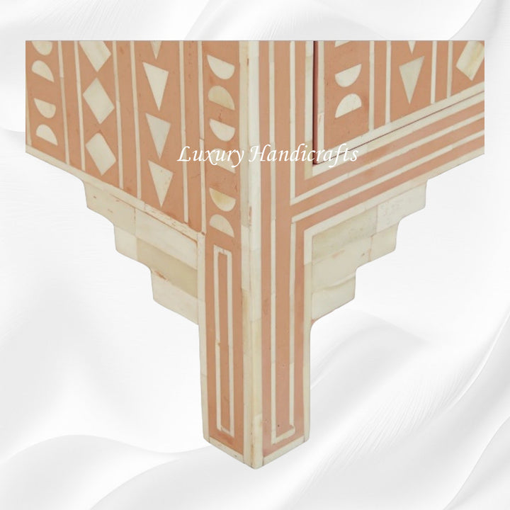 Tribal Bone Inlay Chest of 4 Drawers Orange