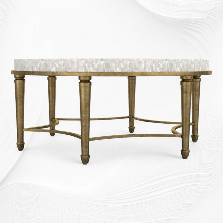 White Mother of Pearl Inlay Coffee Table